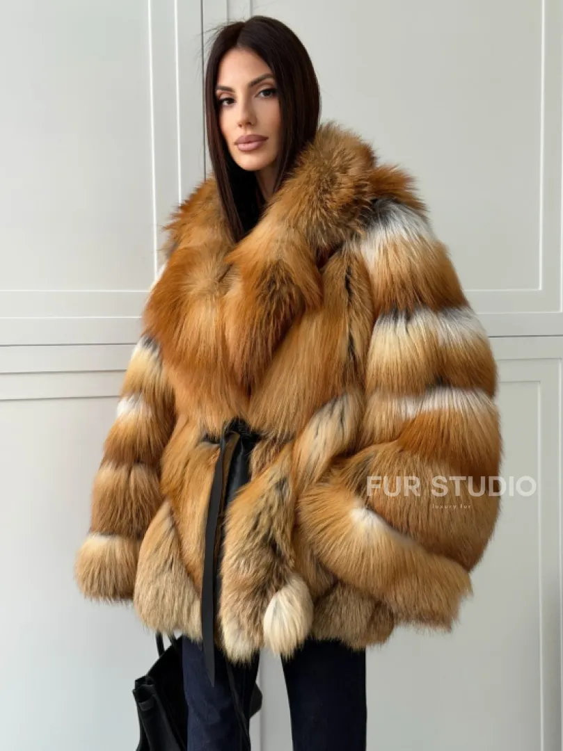 Шуба из лисы огневки - оверсайз - фото 6