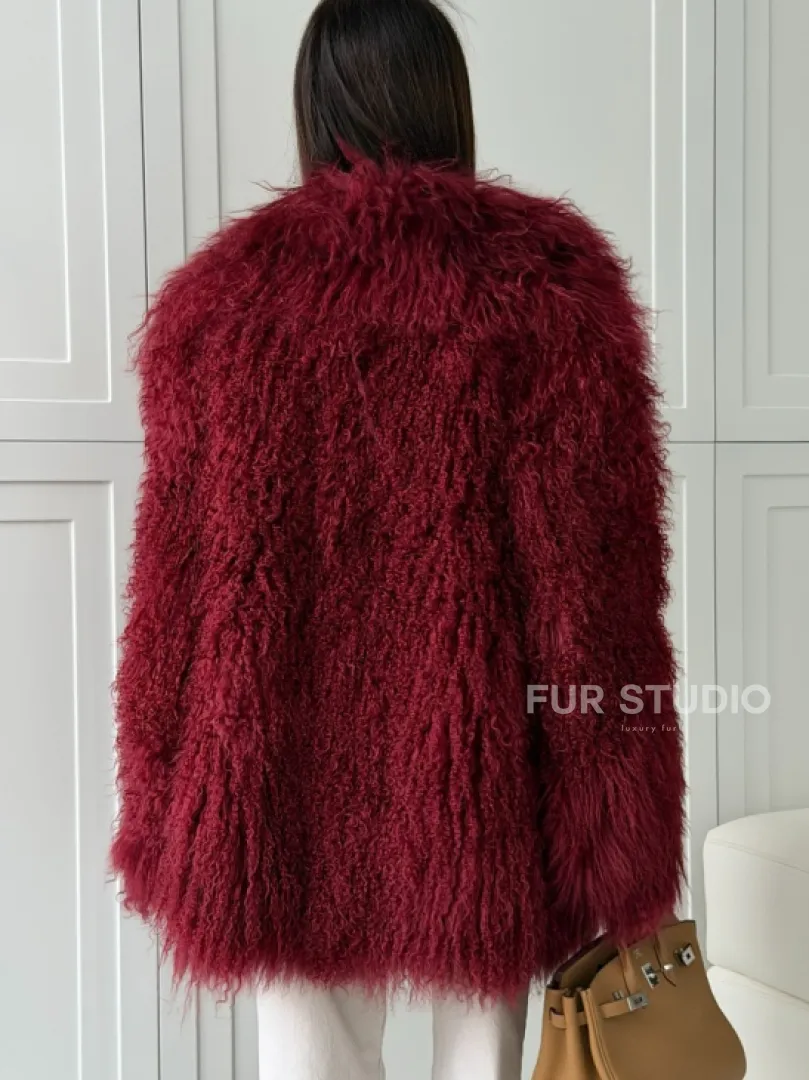 Шуба из ламы PREMIUM - бургунди