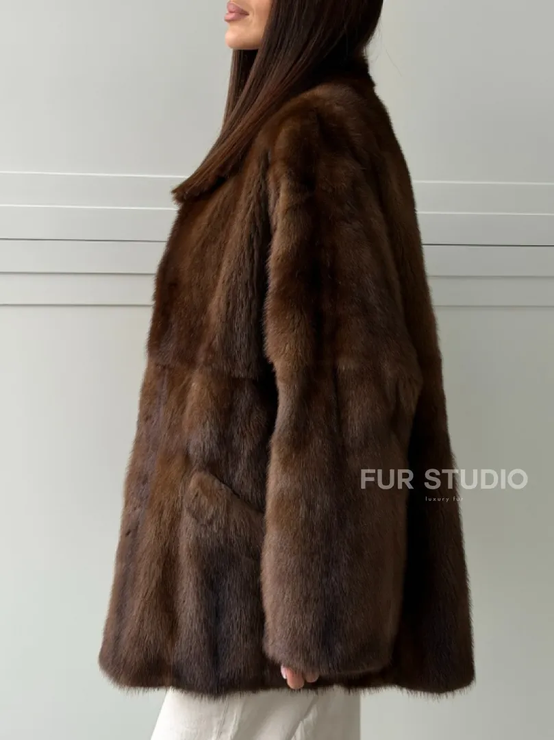 Норковая шуба под куницу (лесная норка) - фото 1