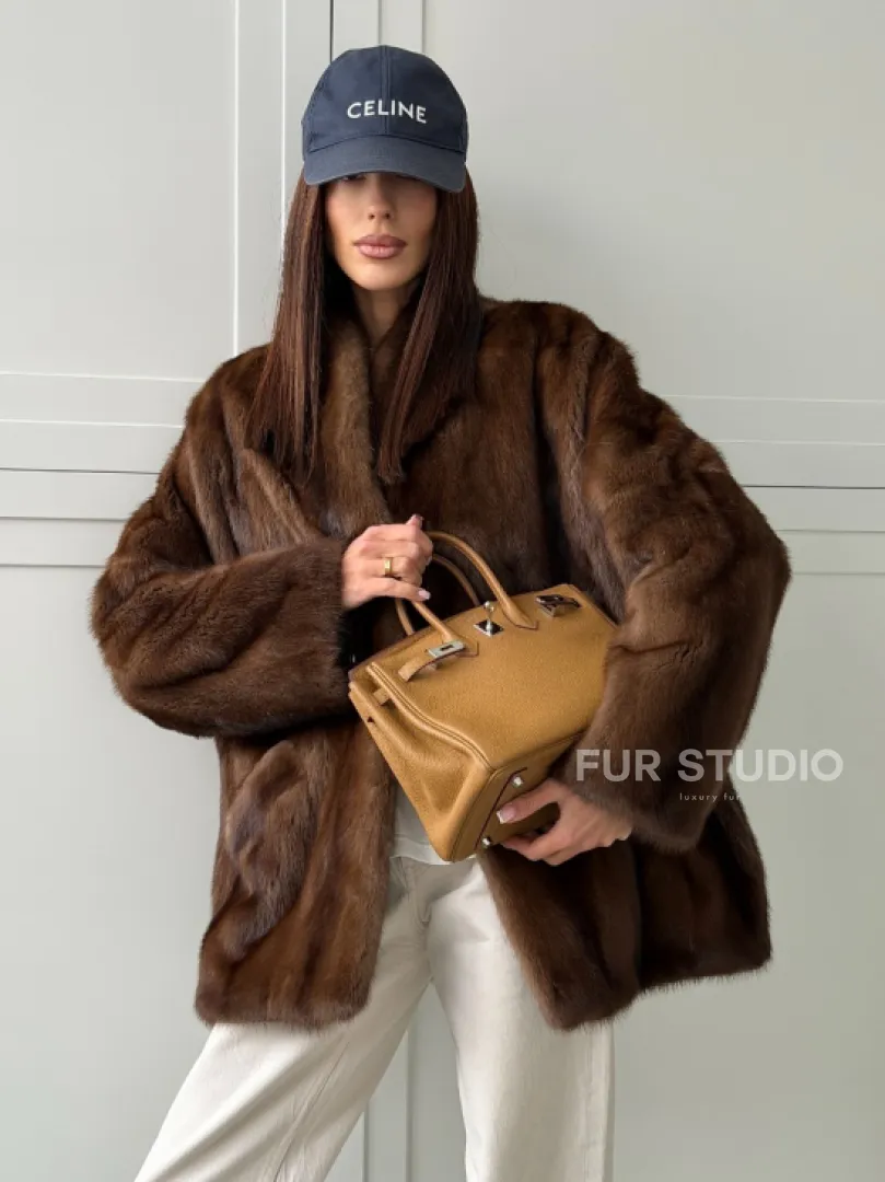 Норковая шуба под куницу (лесная норка) - фото 9