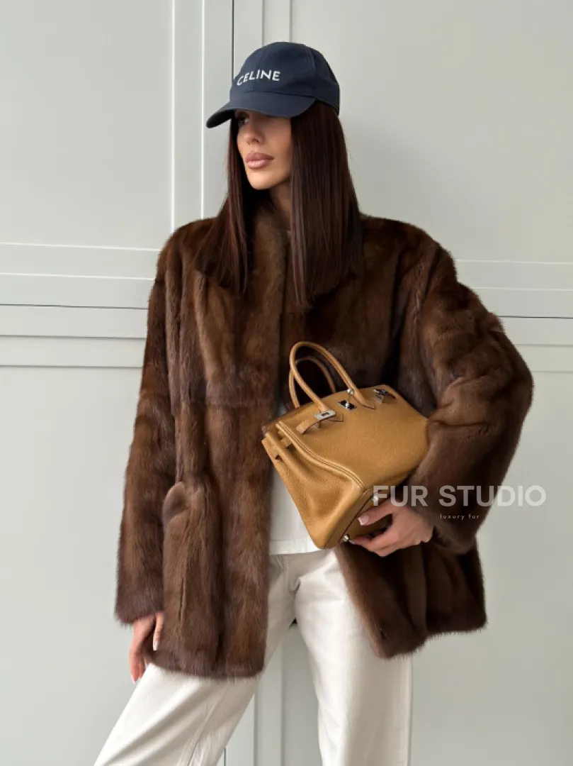 Норковая шуба под куницу (лесная норка)