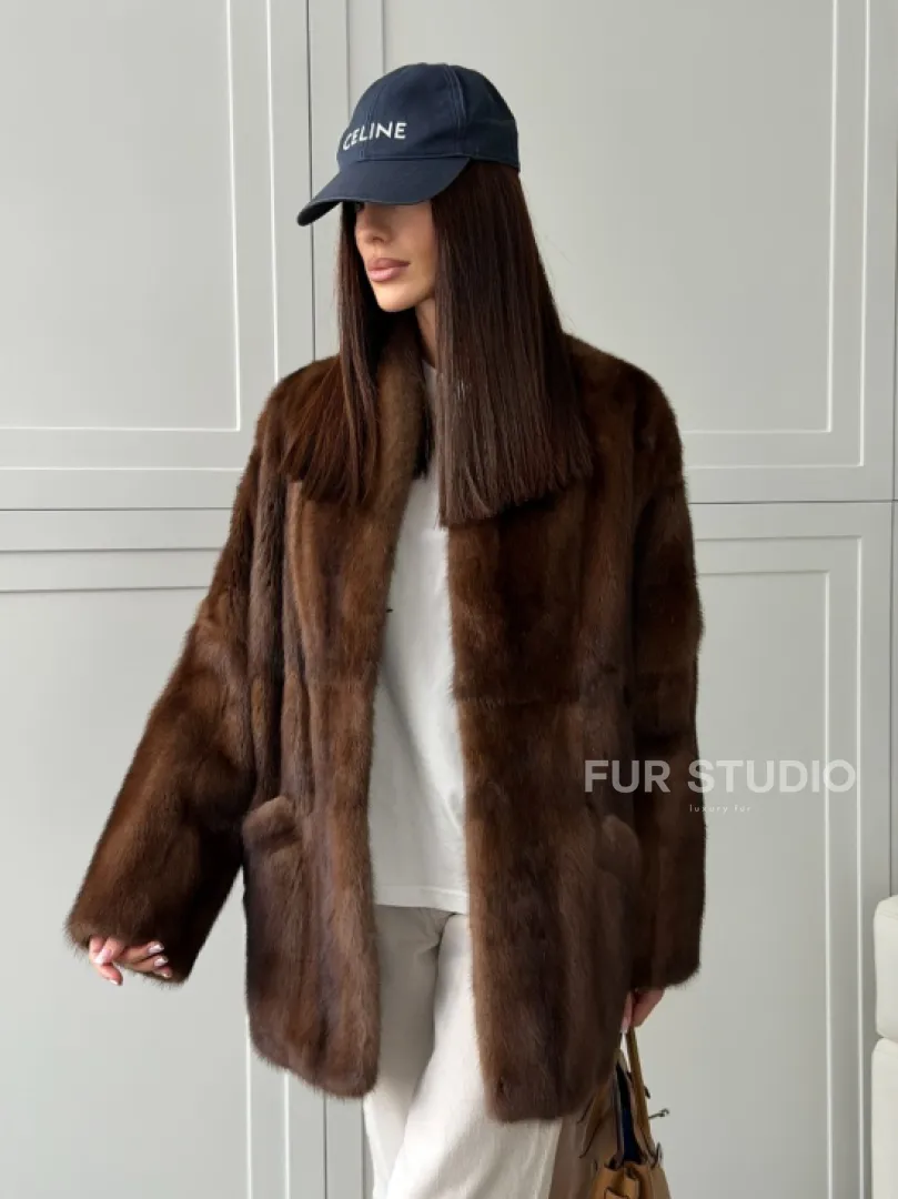 Норковая шуба под куницу (лесная норка) - фото 11