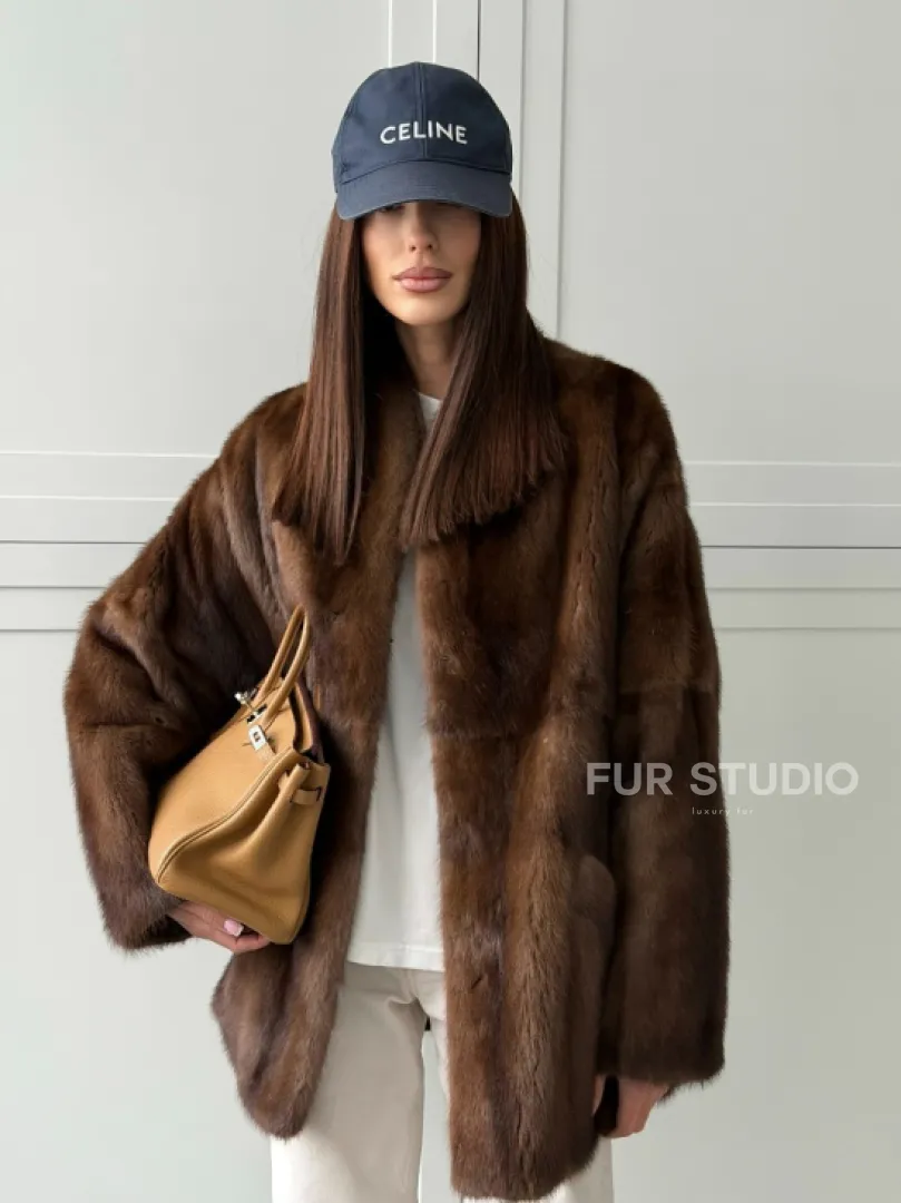 Норковая шуба под куницу (лесная норка) - фото 14