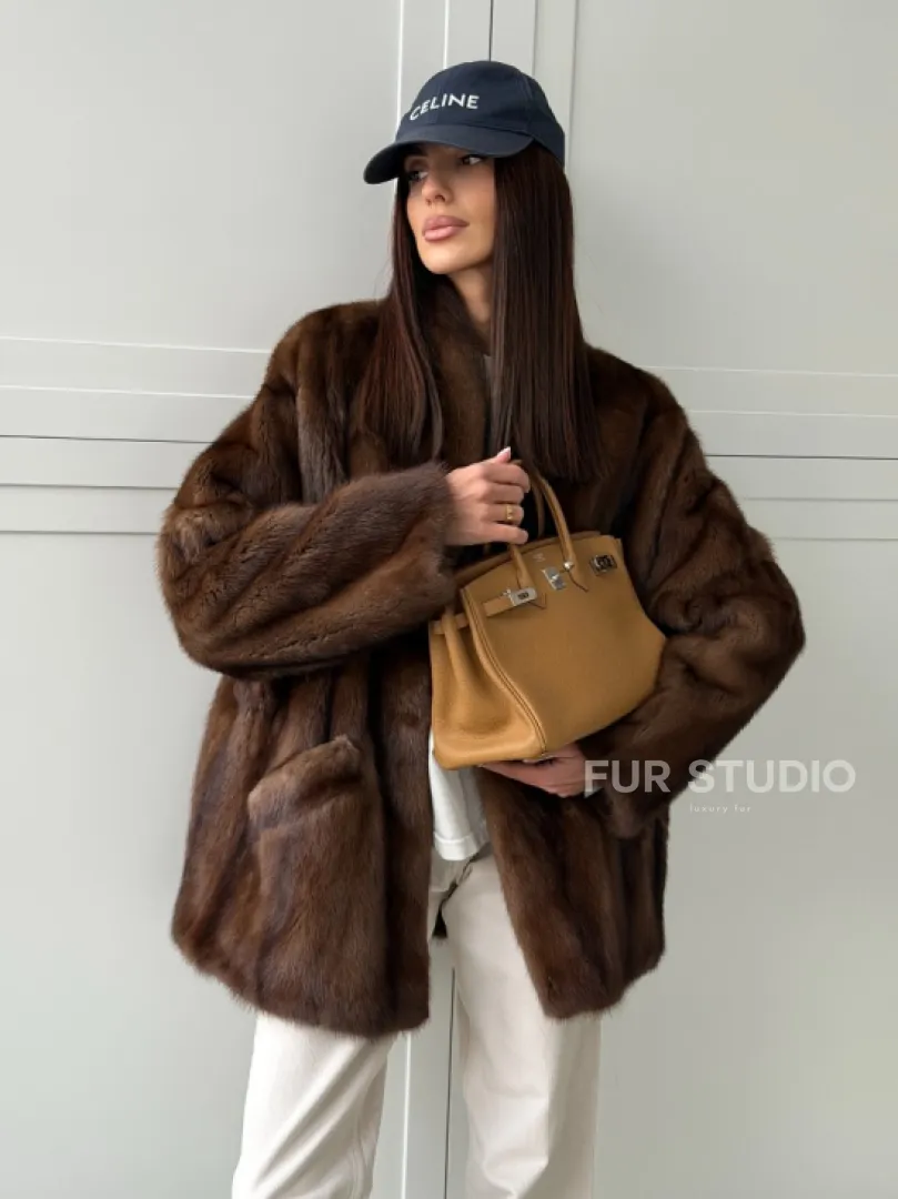 Норковая шуба под куницу (лесная норка) - фото 12