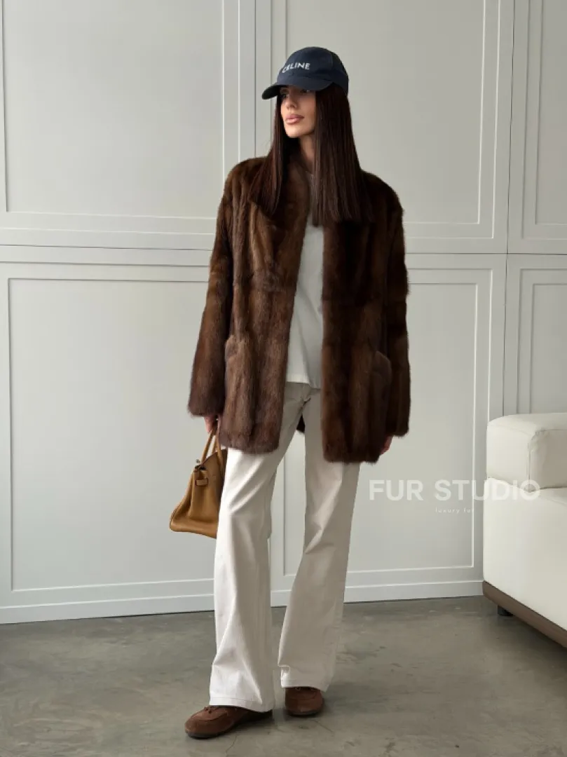 Норковая шуба под куницу (лесная норка)