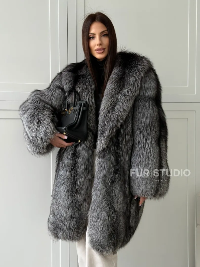 Шикарная шуба из чернобурки - фото 7