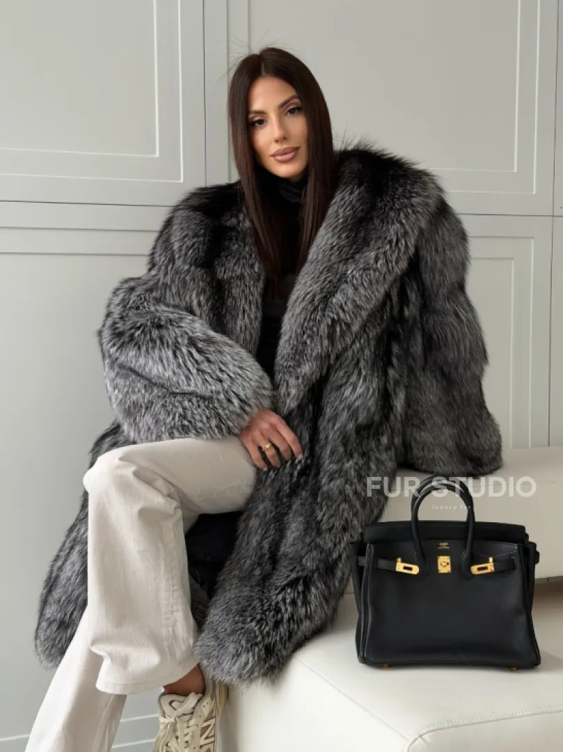 Шикарная шуба из чернобурки - фото 11