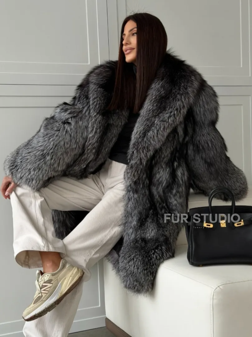 Шикарная шуба из чернобурки - фото 8