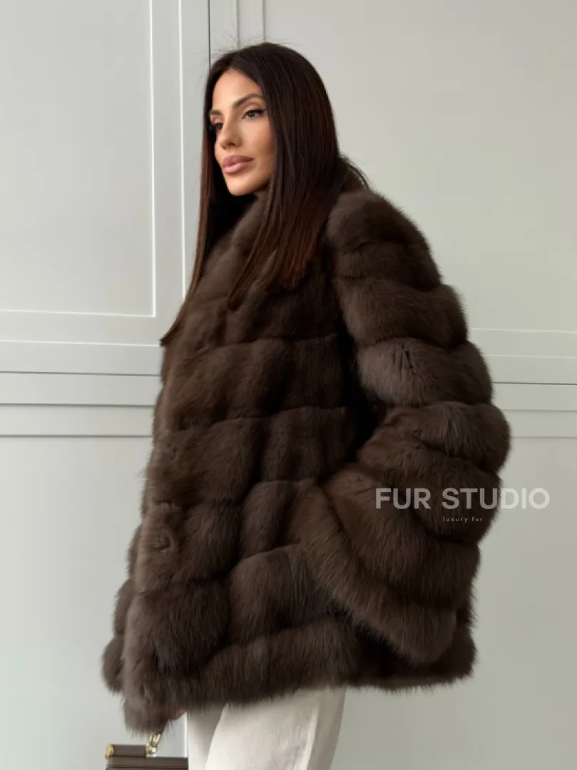 Женская шуба из меха куницы - фото 14