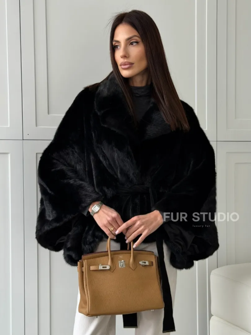 Черная норка летучая мышь - английский воротник - фото 4