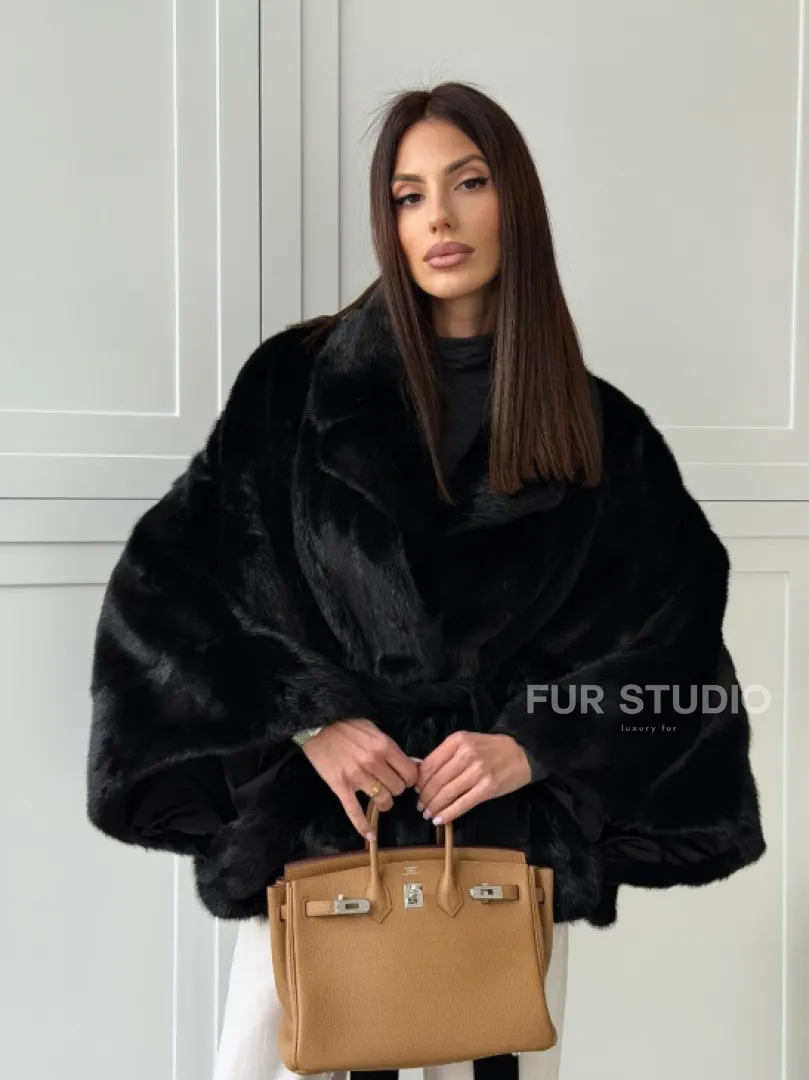 Черная норка летучая мышь - английский воротник - фото 11