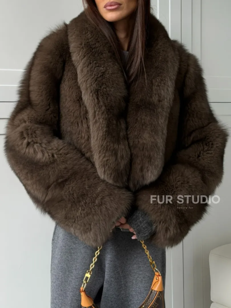 Кроп-шуба из меха песца