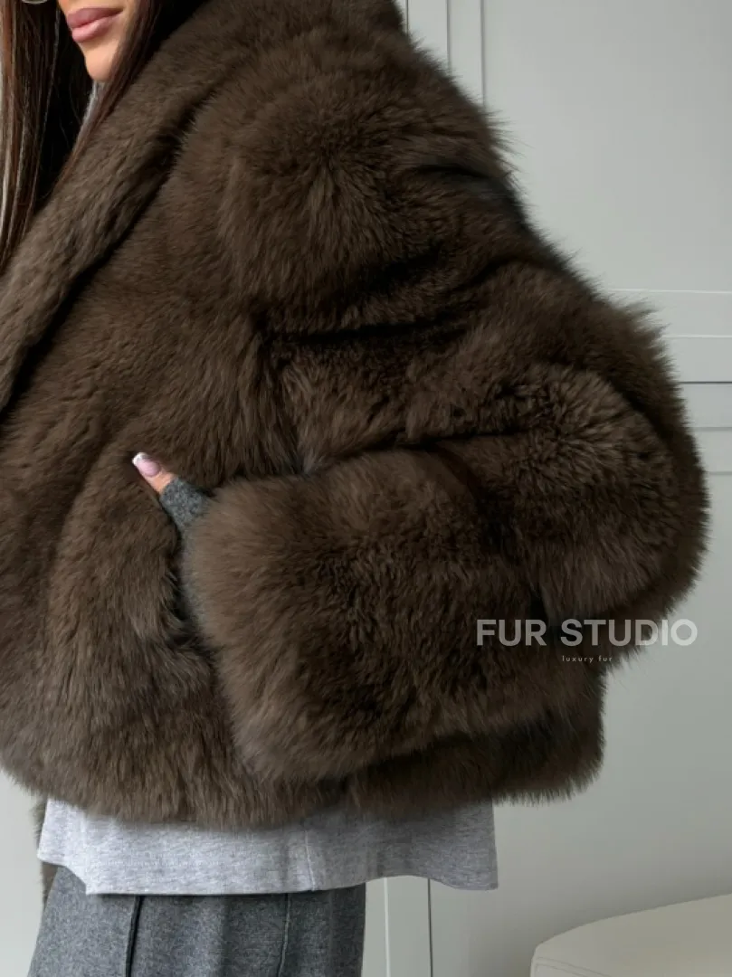 Кроп-шуба из меха песца