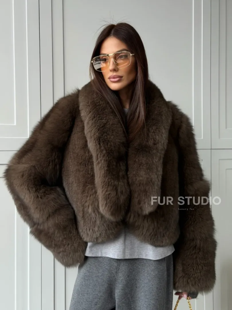 Кроп-шуба из меха песца