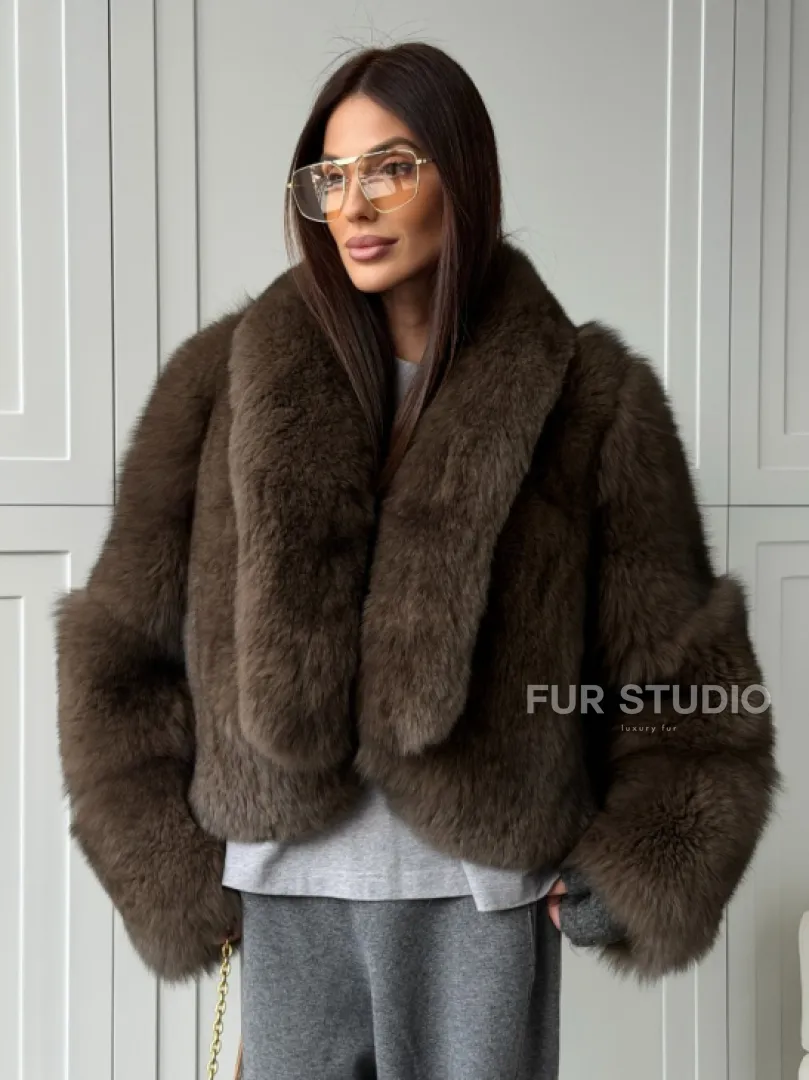 Кроп-шуба из меха песца