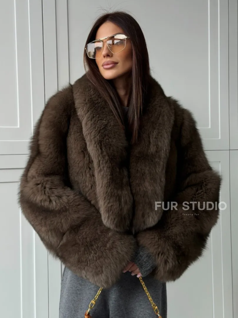 Кроп-шуба из меха песца