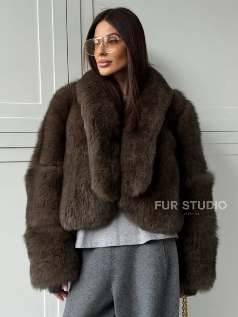 Кроп-шуба из меха песца