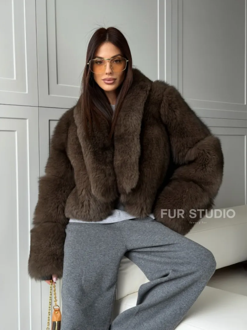 Кроп-шуба из меха песца