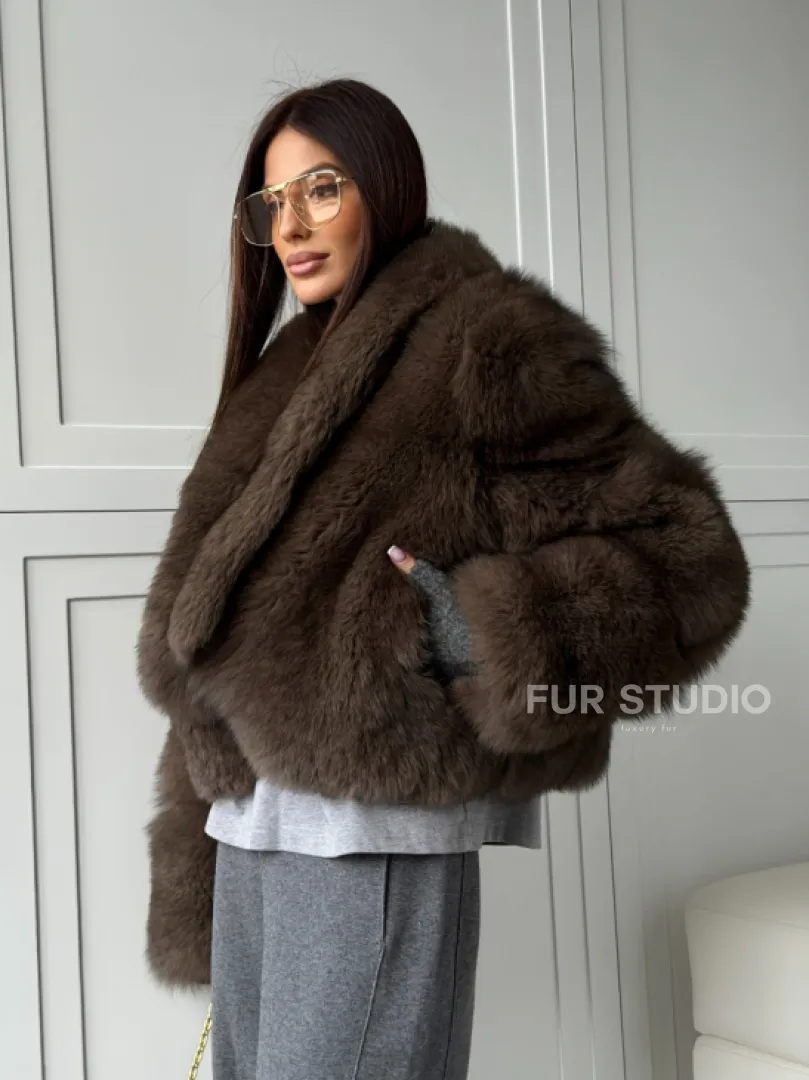 Кроп-шуба из меха песца