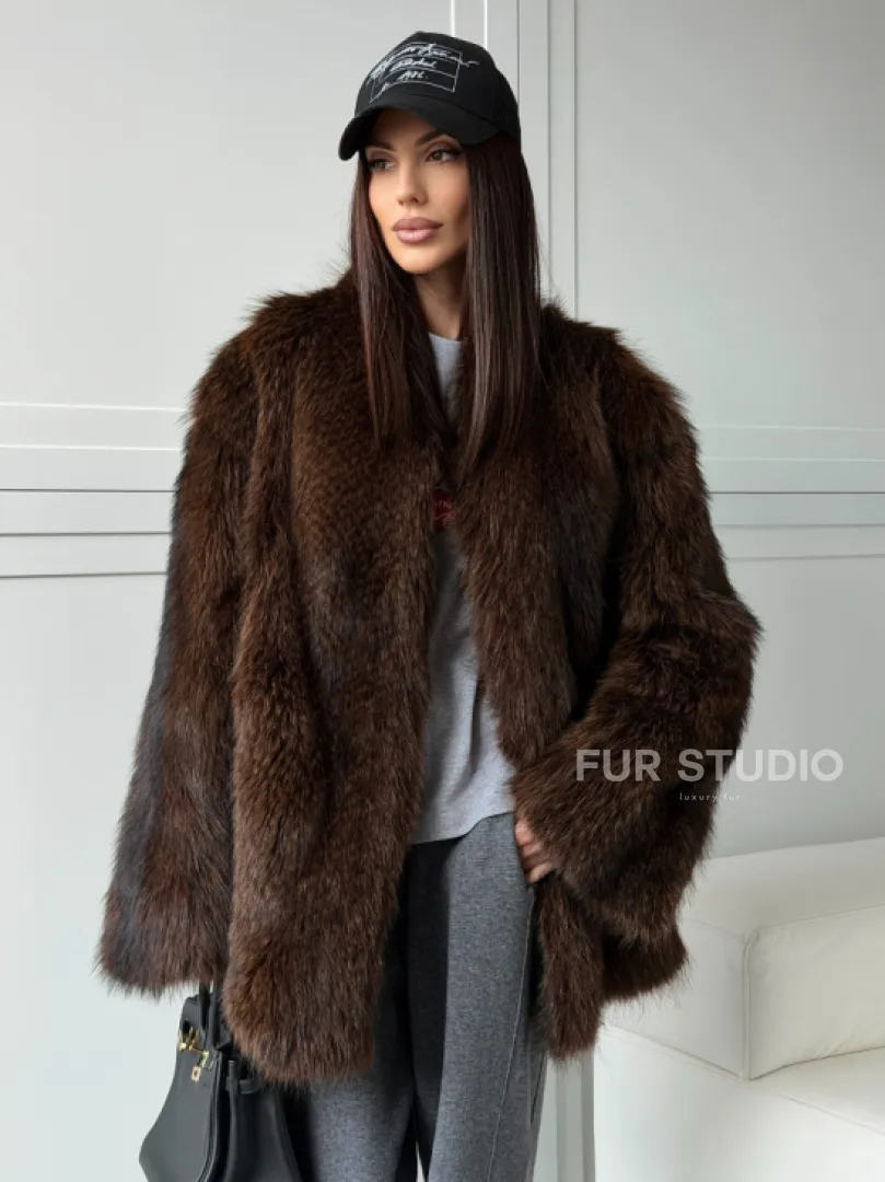 Жакет - полушубок из меха финского енота Saga