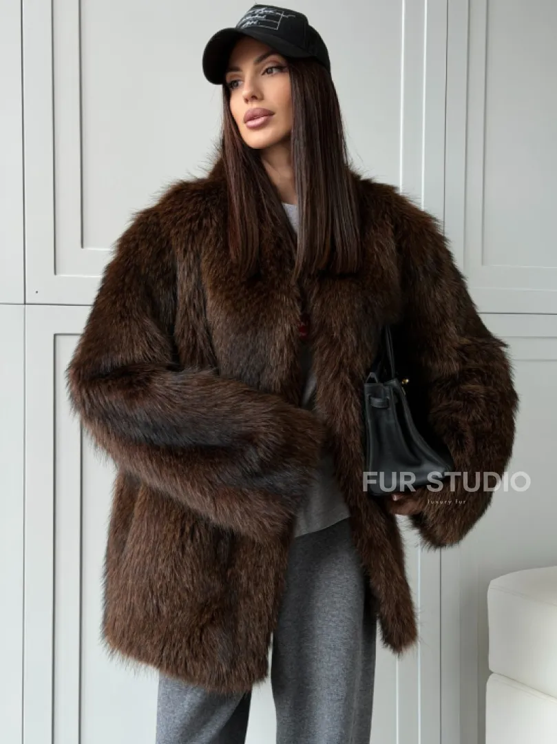 Жакет - полушубок из меха финского енота Saga