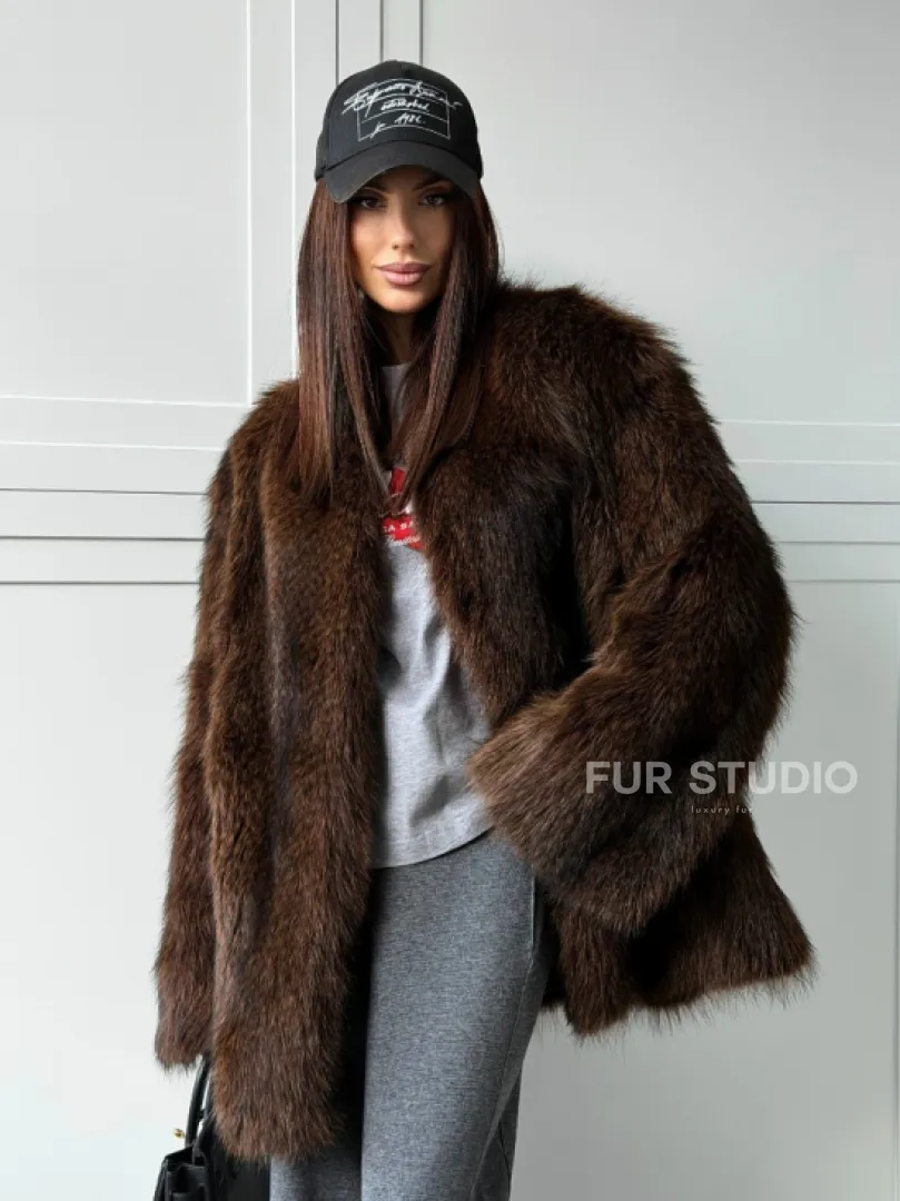 Жакет - полушубок из меха финского енота Saga