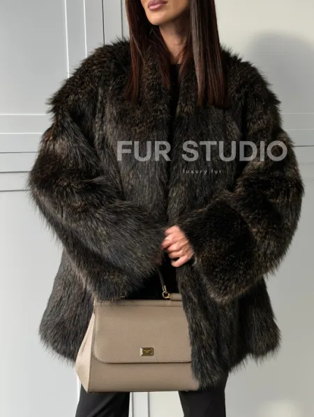 Женский полушубок из меха Финского енота Saga - фото 3