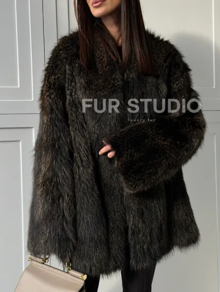 Женский полушубок из меха Финского енота Saga - фото 7