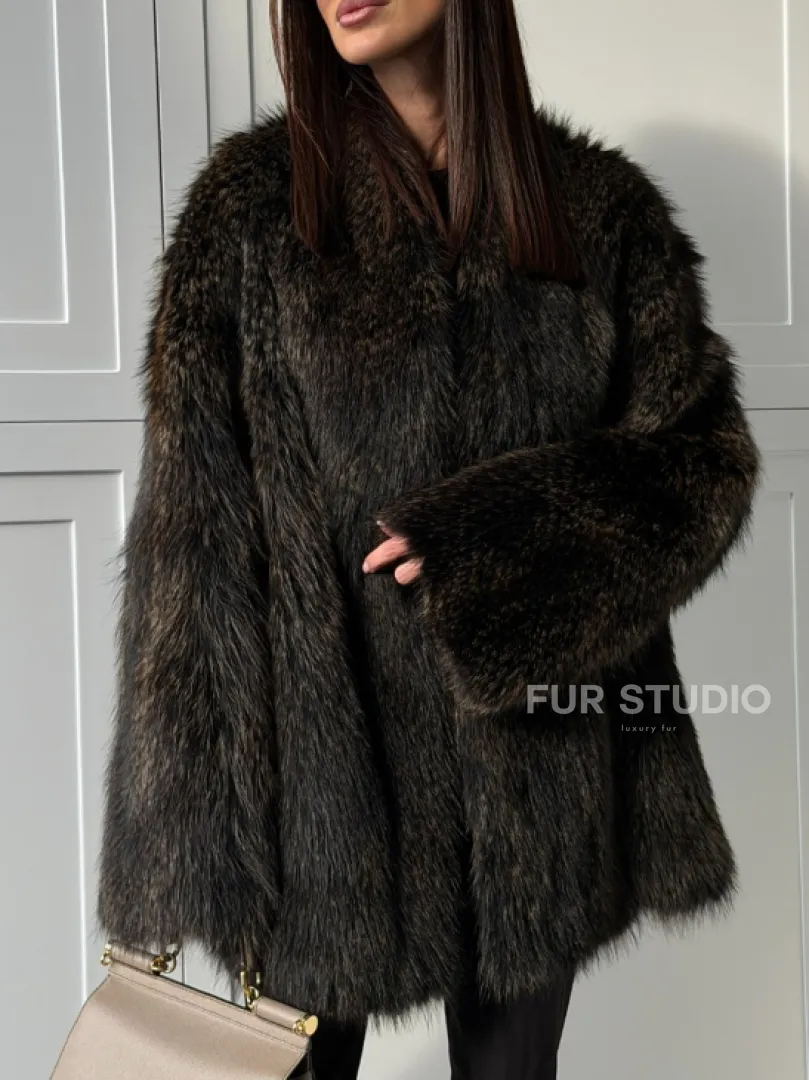 Женский полушубок из меха Финского енота Saga