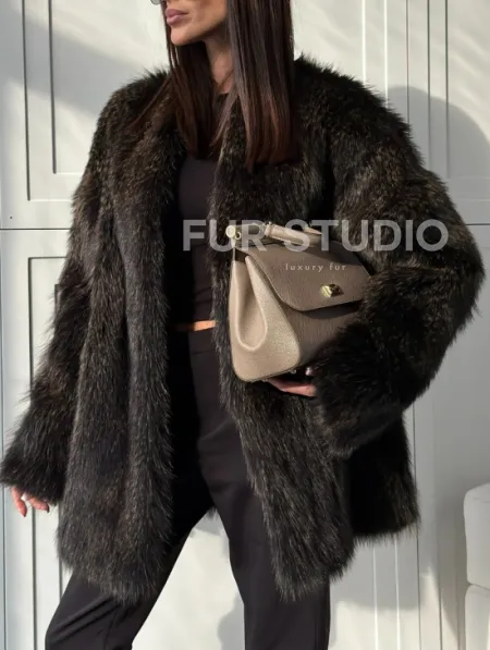Женский полушубок из меха Финского енота Saga - фото 2