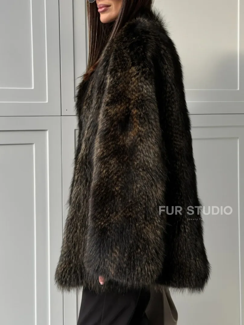 Женский полушубок из меха Финского енота Saga