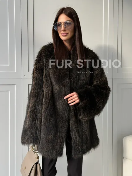 Женский полушубок из меха Финского енота Saga - фото 17