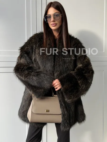 Женский полушубок из меха Финского енота Saga - фото 13