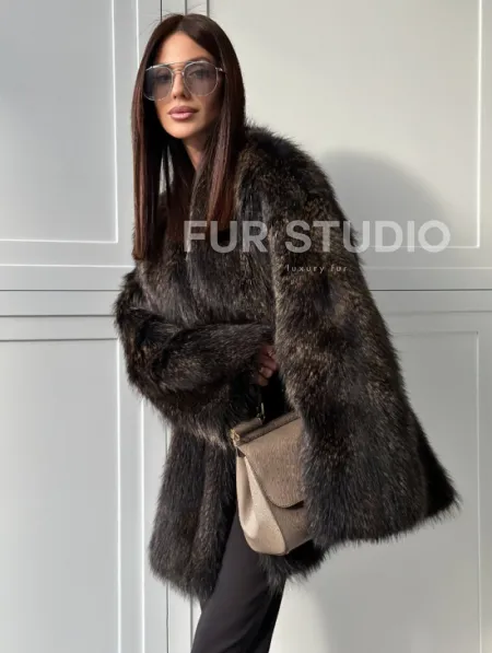 Женский полушубок из меха Финского енота Saga - фото 14
