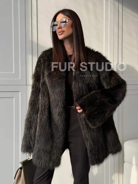 Женский полушубок из меха Финского енота Saga - фото 18