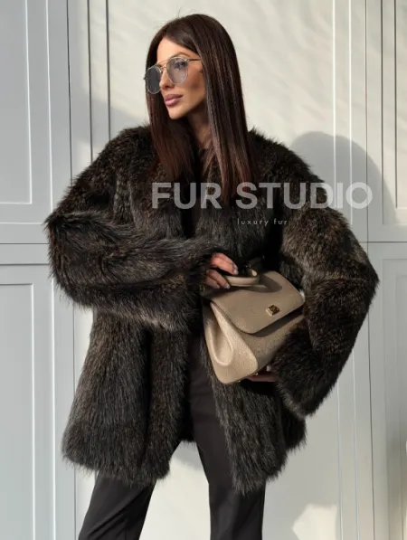 Женский полушубок из меха Финского енота Saga - фото 15