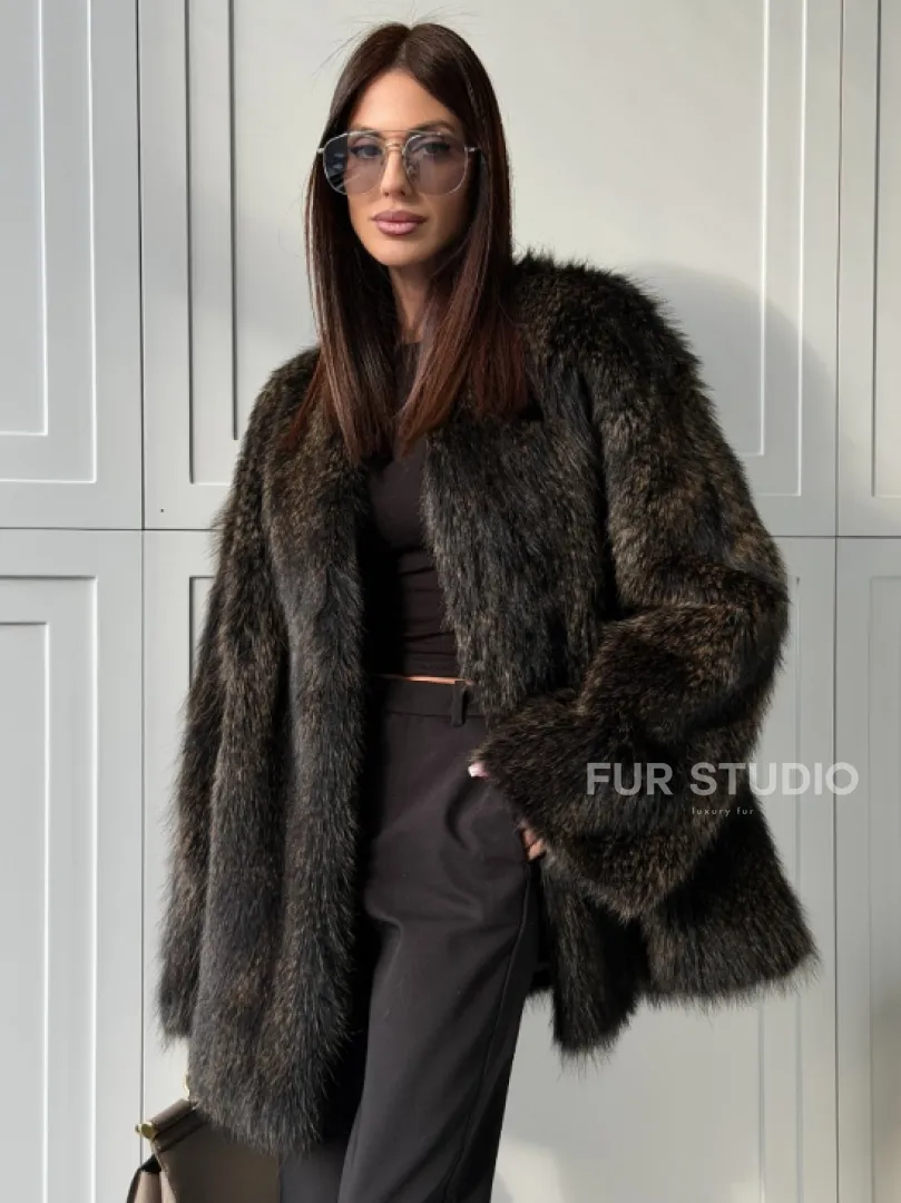 Женский полушубок из меха Финского енота Saga
