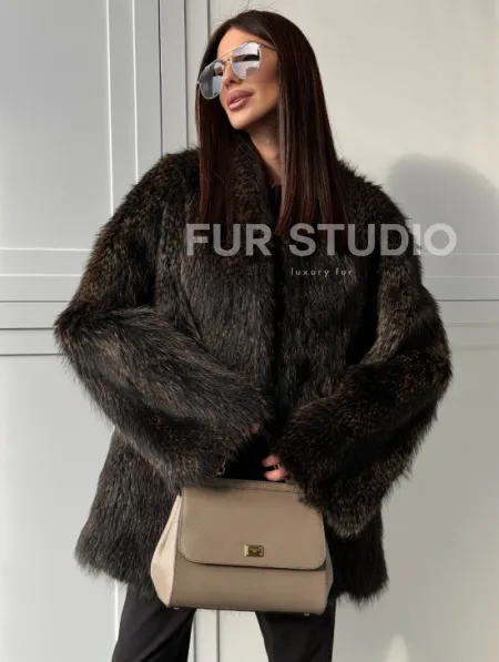 Женский полушубок из меха Финского енота Saga - фото 12