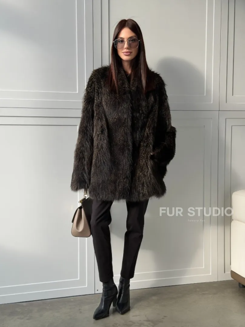 Женский полушубок из меха Финского енота Saga