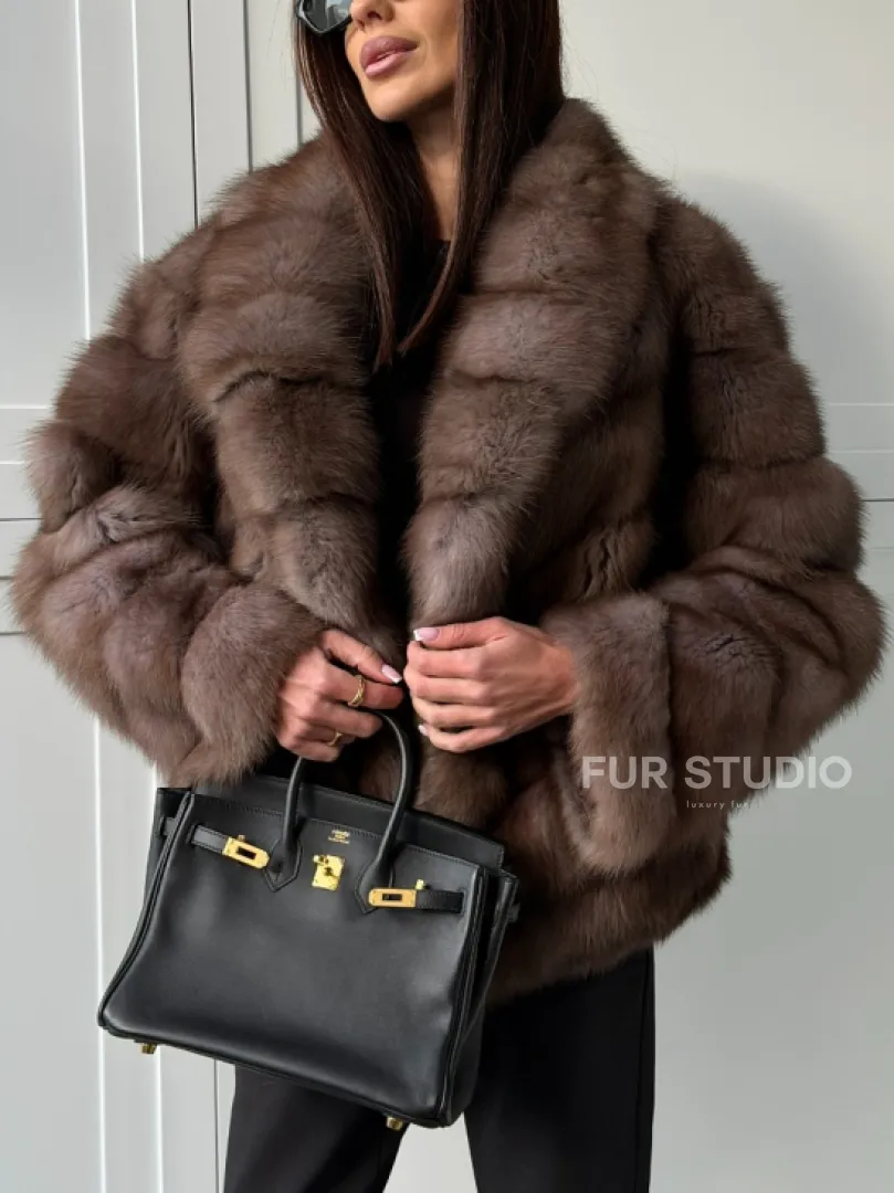 Куртка из куницы - воротник шаль