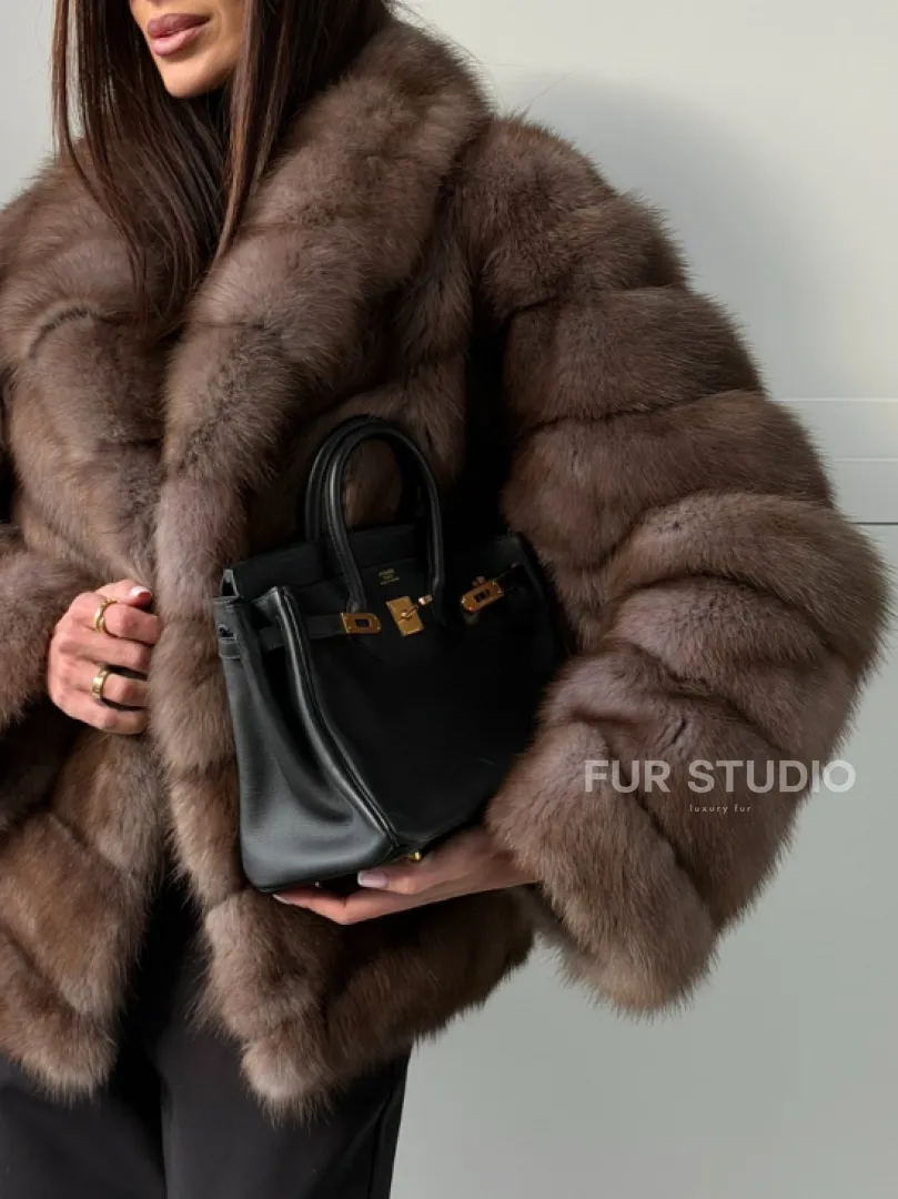 Куртка из куницы - воротник шаль