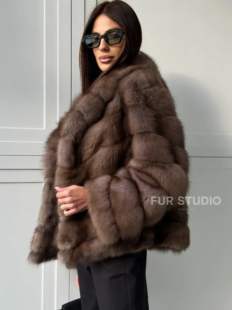 Куртка из куницы - воротник шаль