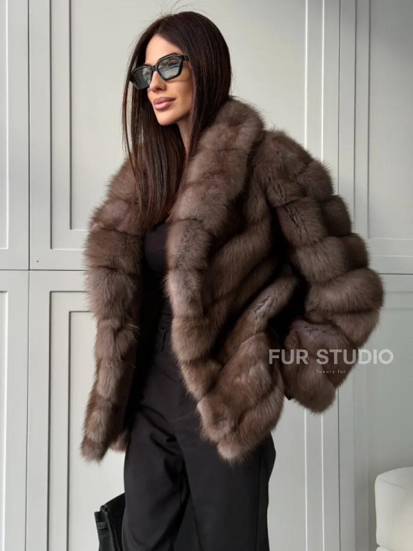 Куртка из куницы - воротник шаль