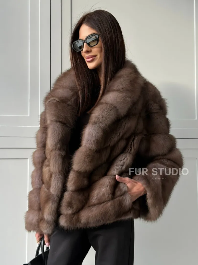Куртка из куницы - воротник шаль