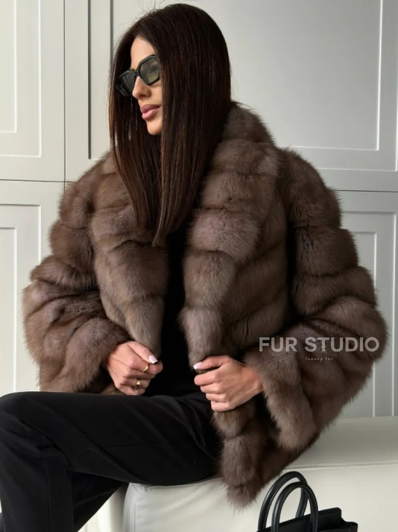 Куртка из куницы - воротник шаль