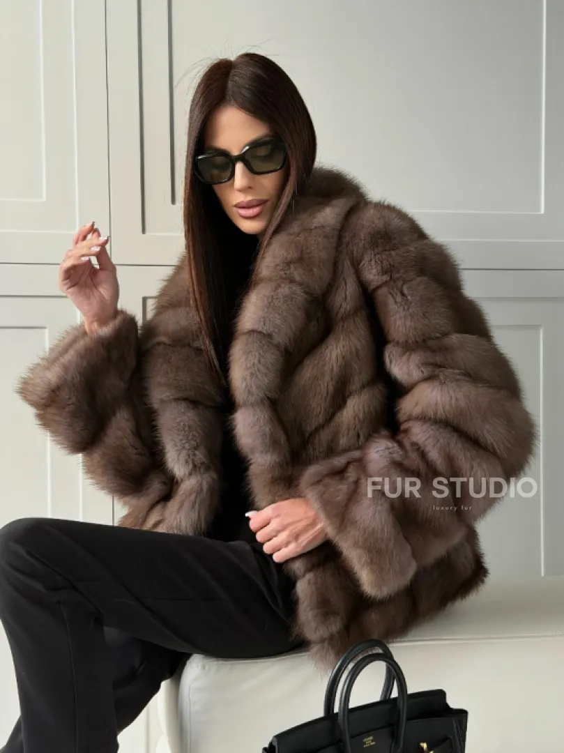 Куртка из куницы - воротник шаль