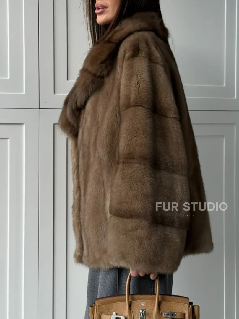 Куртка из меха норки - воротник куница