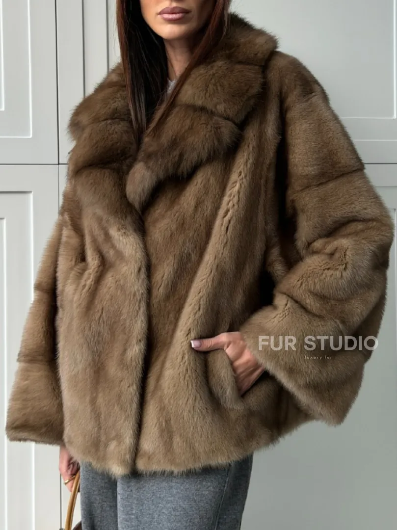 Куртка из меха норки - воротник куница