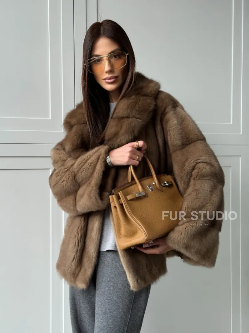 Куртка из меха норки - воротник куница