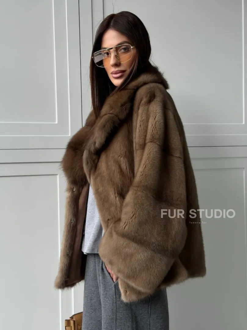 Куртка из меха норки - воротник куница